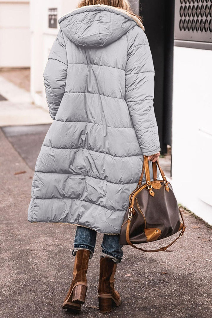 Manteau femme long matelassé à capuche