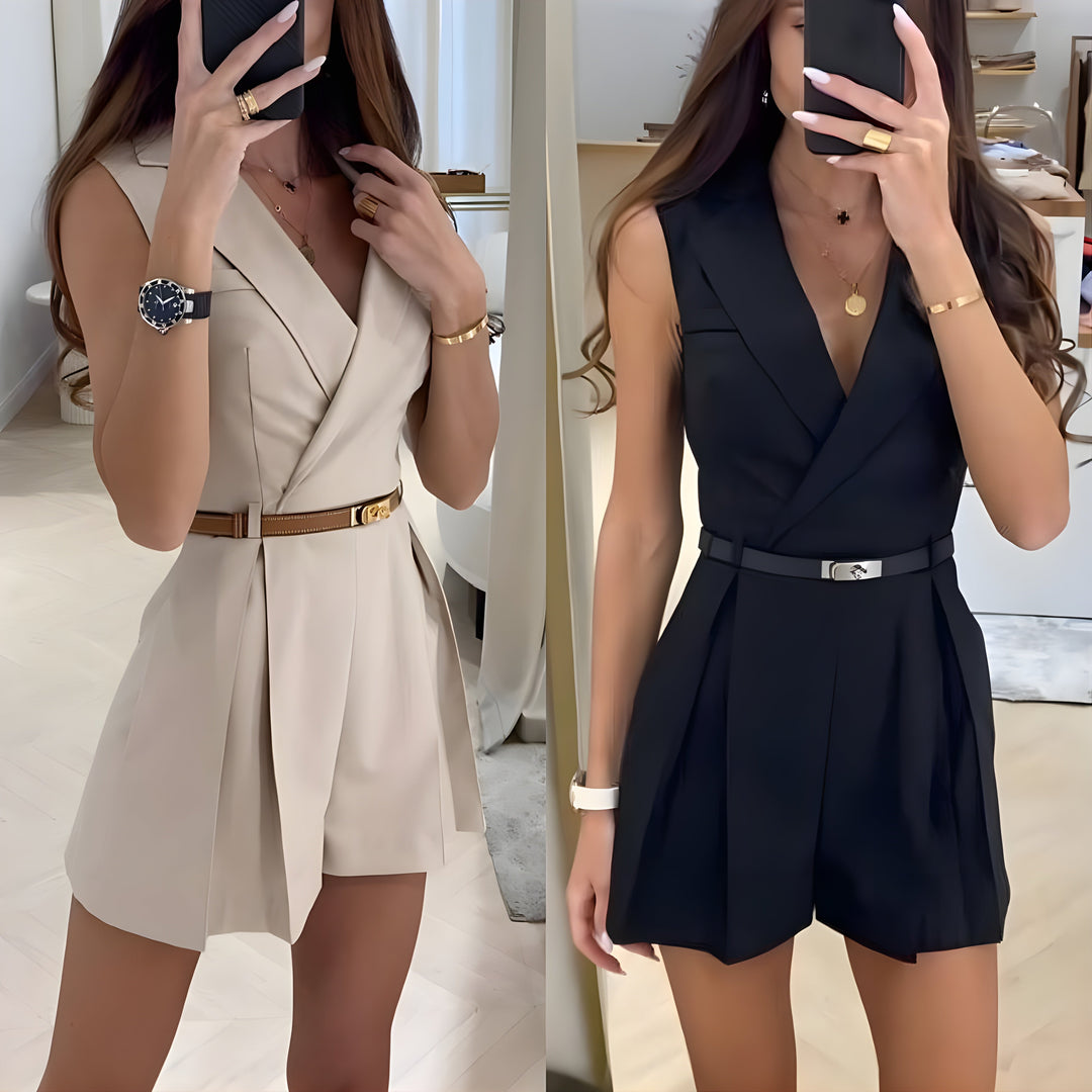 Mono corto tipo blazer sin mangas – La combinación perfecta de elegancia y audacia