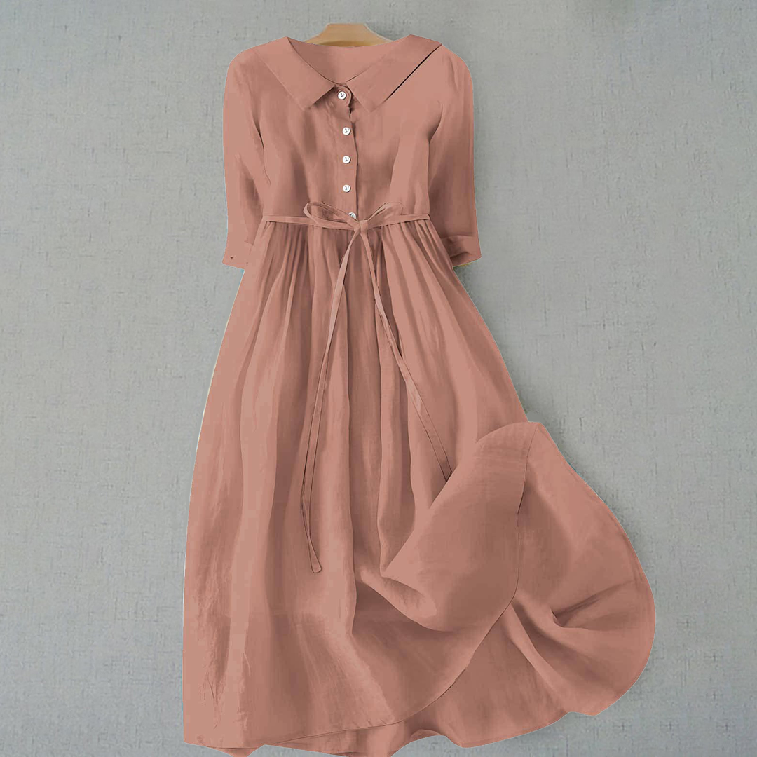 Abito casual donna maniche corte taglio a trapezio