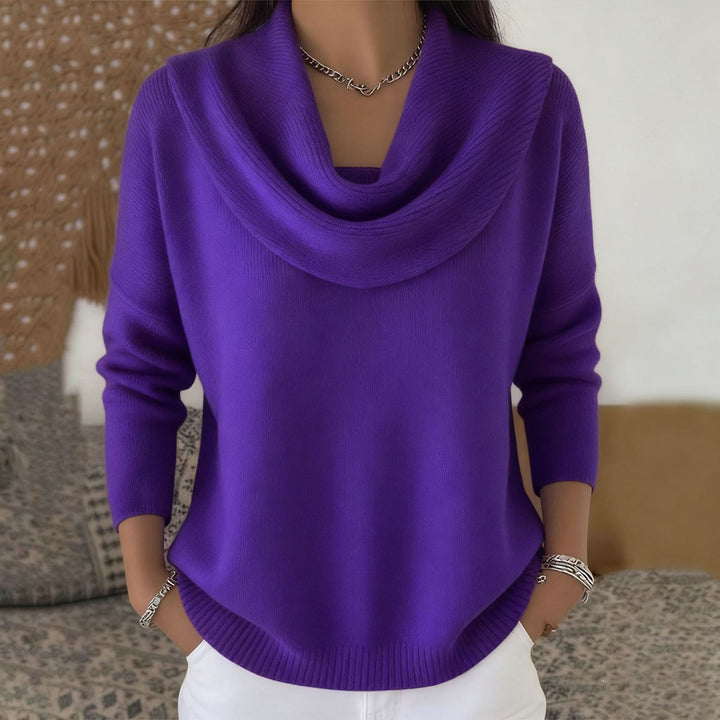 Maglione da donna con collo a cascata e vestibilità rilassata