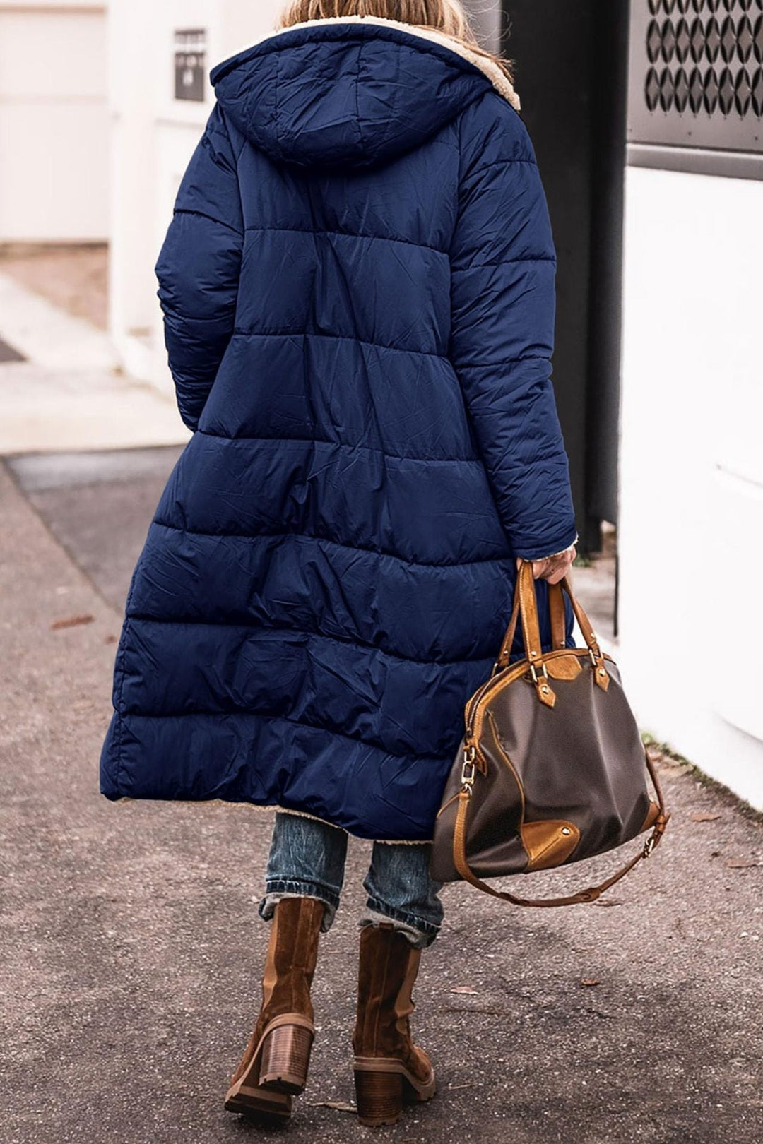 Manteau femme long matelassé à capuche