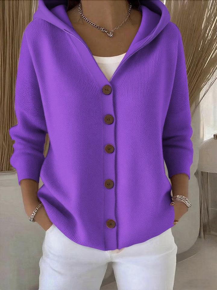 Sweat à Capuche Femme Boutonné à Imprimé Artistique