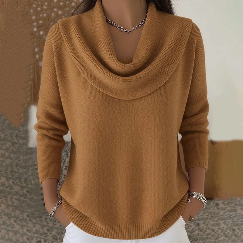 Maglione da donna con collo a cascata e vestibilità rilassata