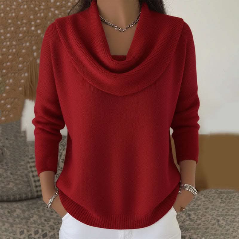 Maglione da donna con collo a cascata e vestibilità rilassata