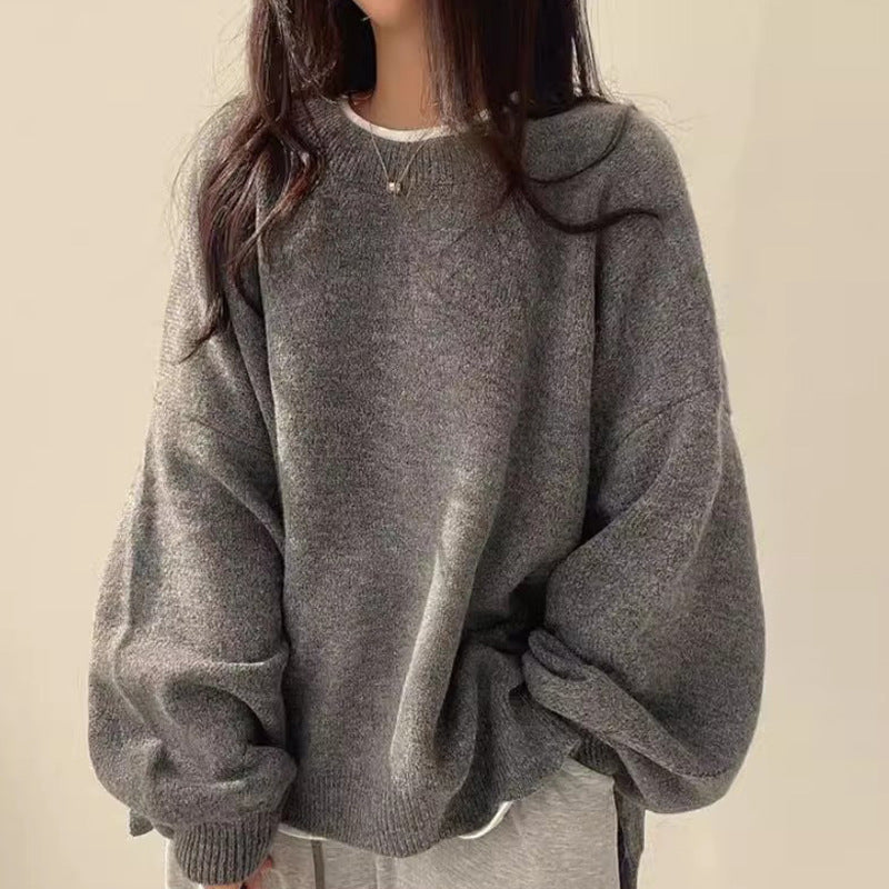 Maglione oversize da donna con collo rotondo