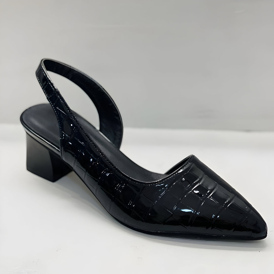 Slingback lodičky s špičatou špičkou a nízkým podpatkem