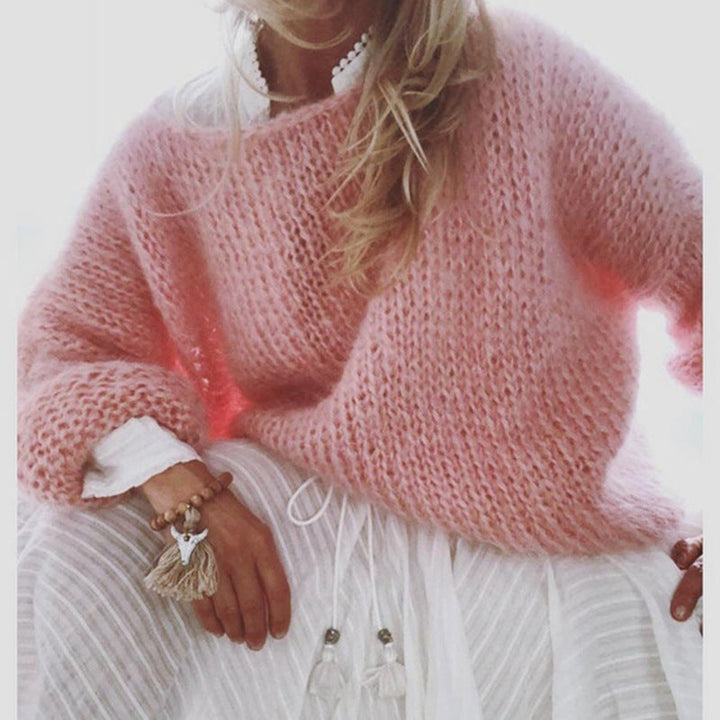 Pull tricoté femme motifs floraux