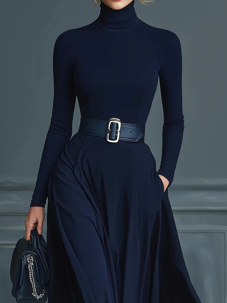Vestido largo elegante de cuello alto para mujer