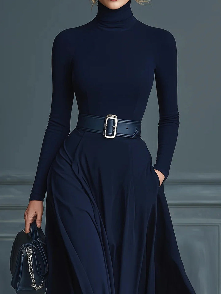 Vestido largo elegante de cuello alto para mujer