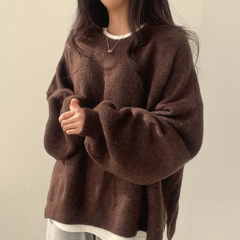 Maglione oversize da donna con collo rotondo