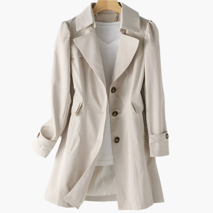 Manteau Élégant Cintré à Boutonnage Raffiné et Coupe Structurée Féminine