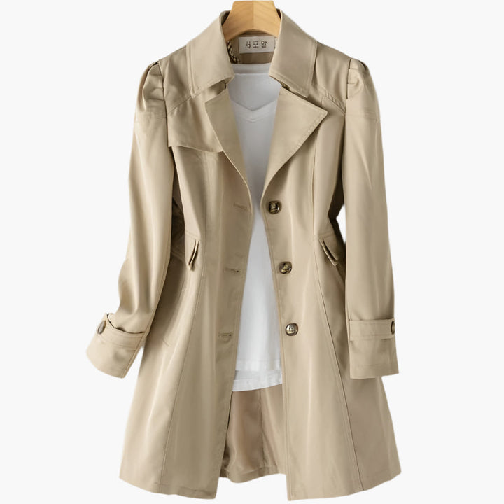 Manteau Élégant Cintré à Boutonnage Raffiné et Coupe Structurée Féminine
