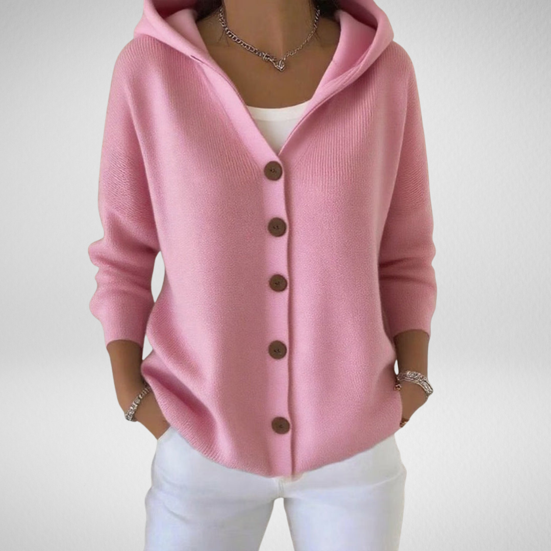 Cardigan Femme à Capuche Boutonné