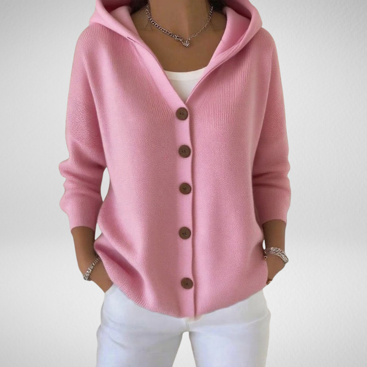 Cardigan Femme à Capuche Boutonné