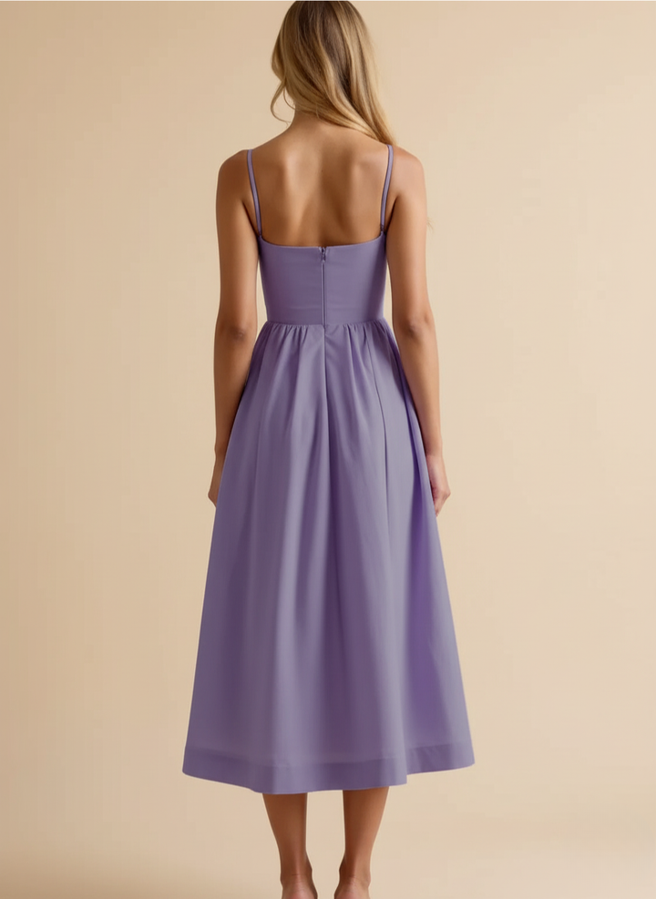 Robe Midi Fluide Femme Bretelles Fines