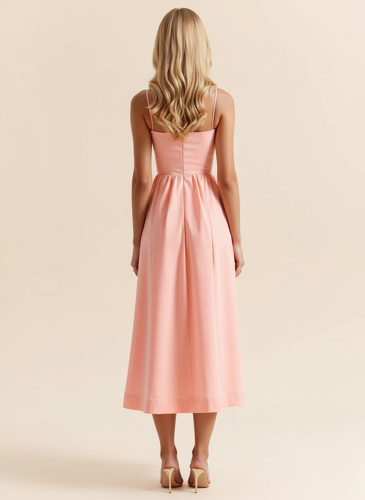 Robe Midi Fluide Femme Bretelles Fines