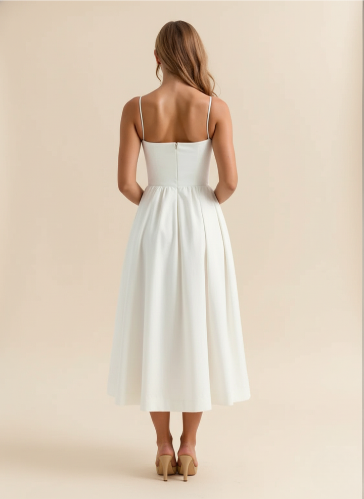 Robe Midi Fluide Femme Bretelles Fines