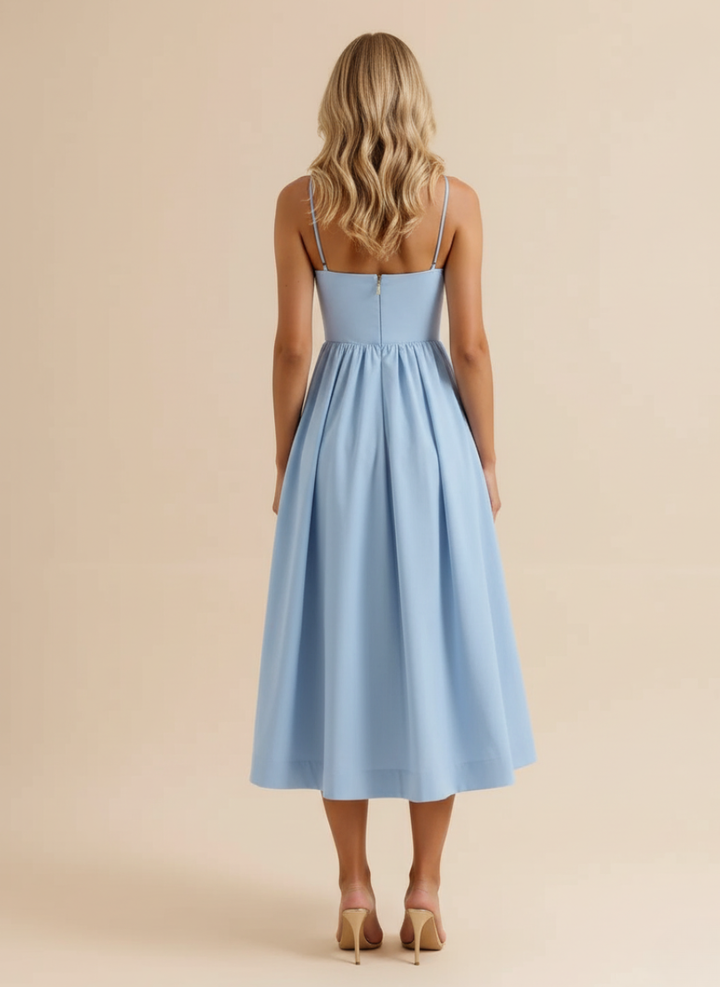 Robe Midi Fluide Femme Bretelles Fines