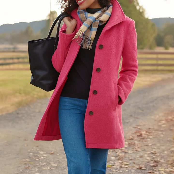 Manteau Long Femme Élégant avec Col Tailleur