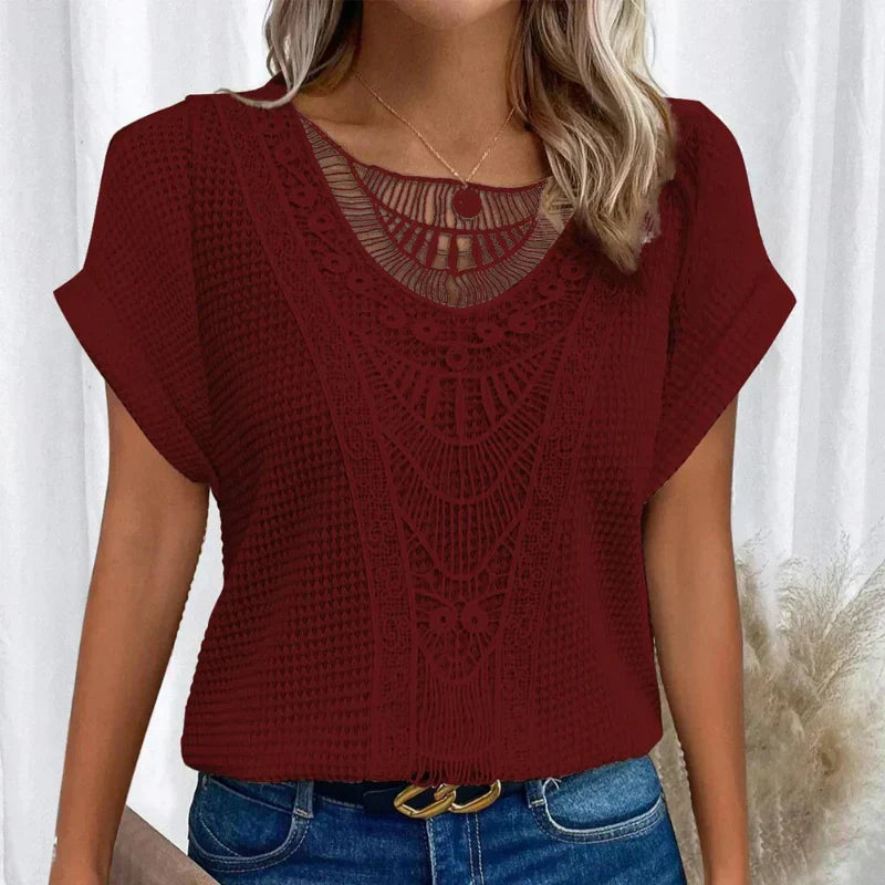 Maglia Donna traforata Girocollo Maniche Corte