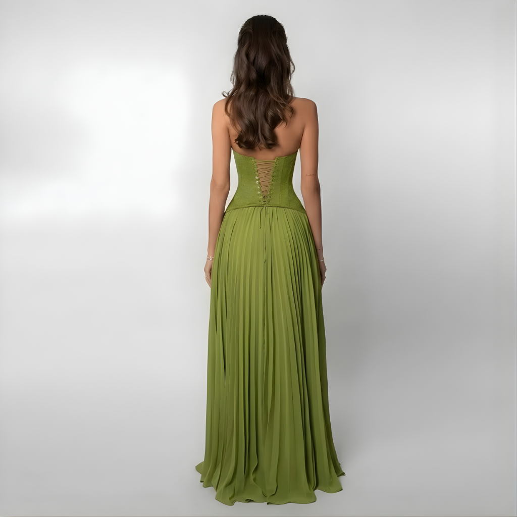 Robe Longue Plissée Femme à Bretelles Élégante et Fluide