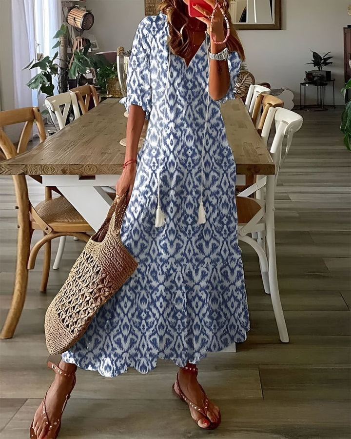 Robe Maxi Bohème Noeud Avant Femme
