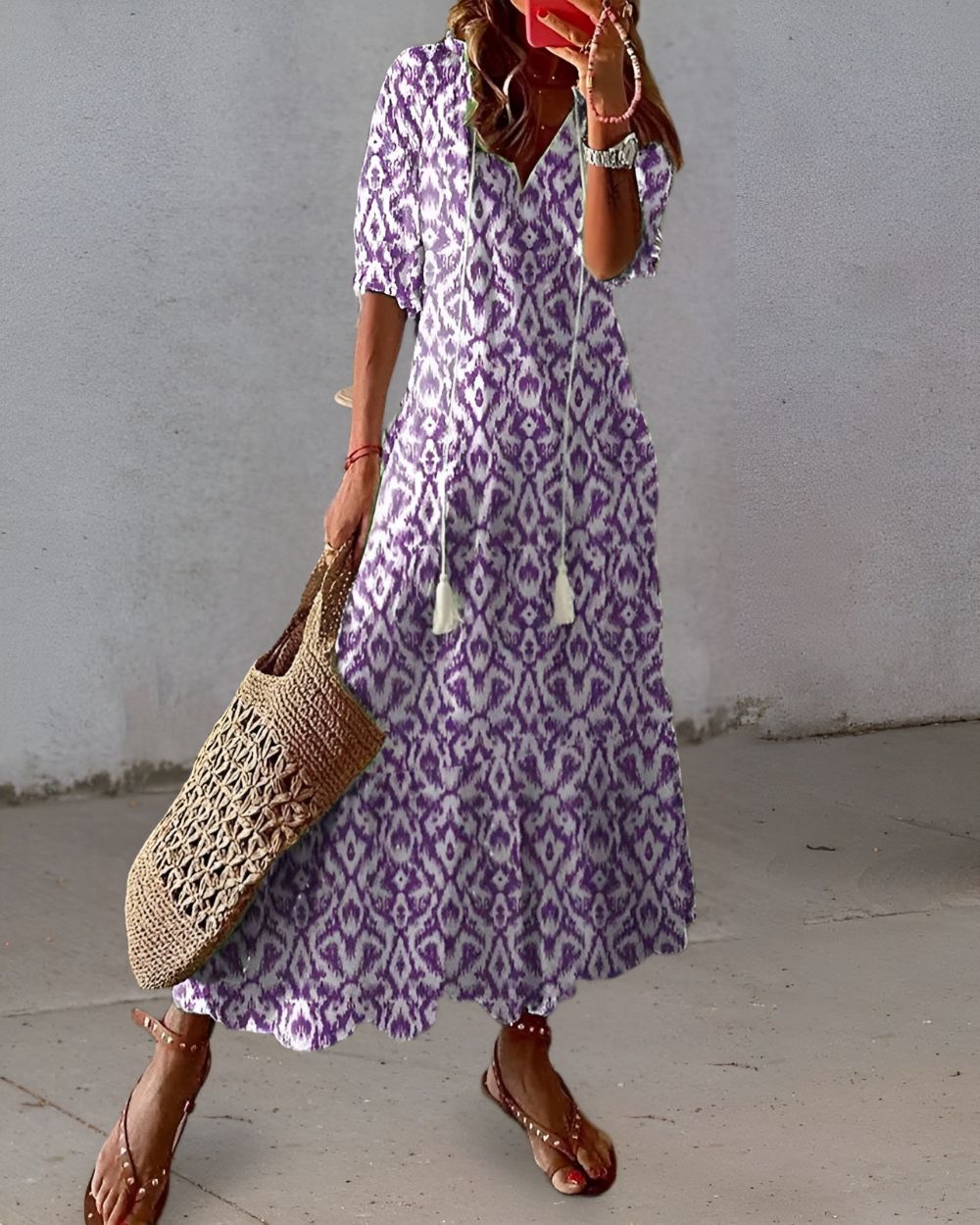 Robe Maxi Bohème Noeud Avant Femme