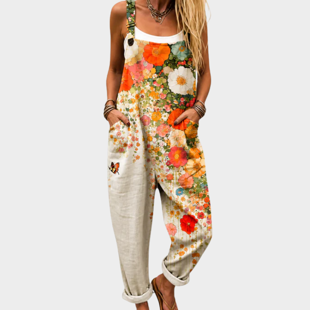 Salopette Longue Femme Imprimé Floral Papillon