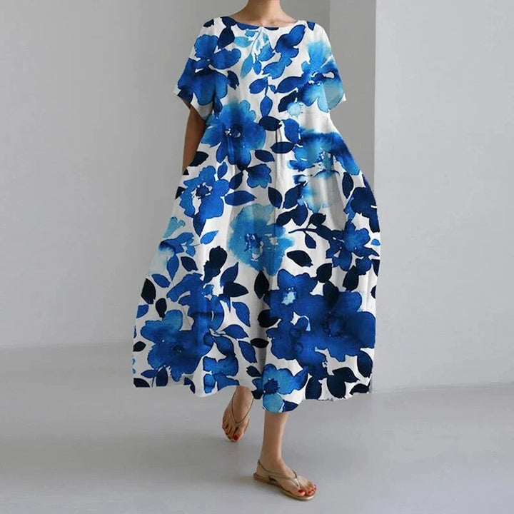 Vestito midi da donna stampato a taglio ampio