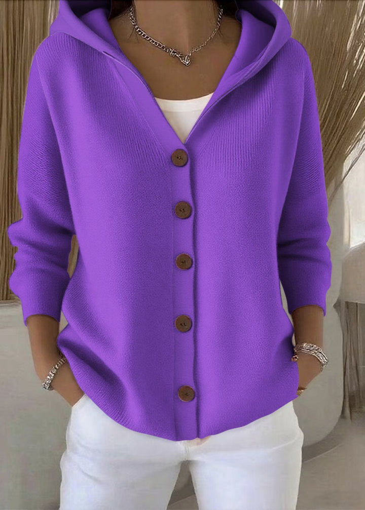 Cardigan Femme à Capuche Boutonné