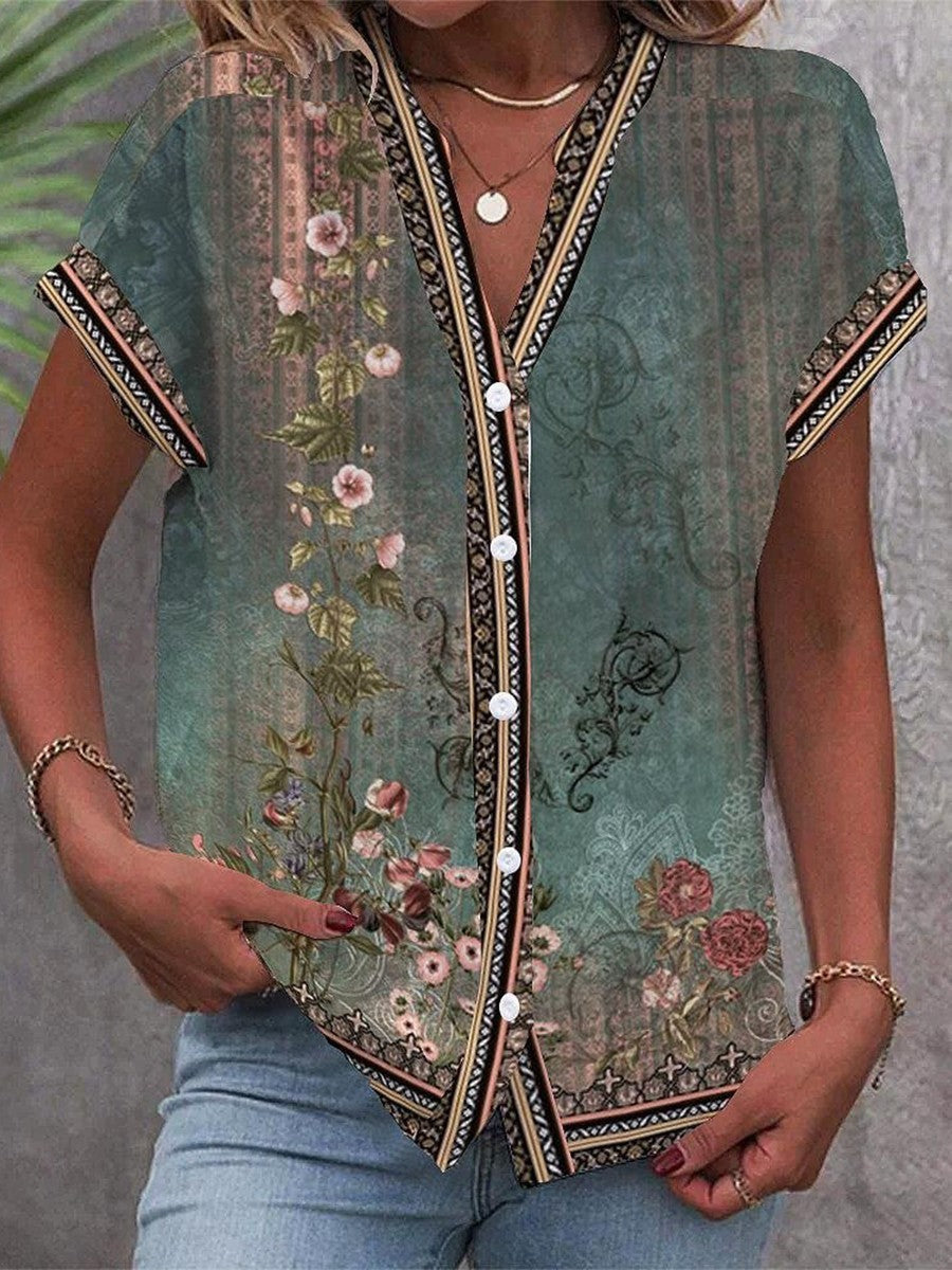 Blouse bohème imprimé floral pour femme