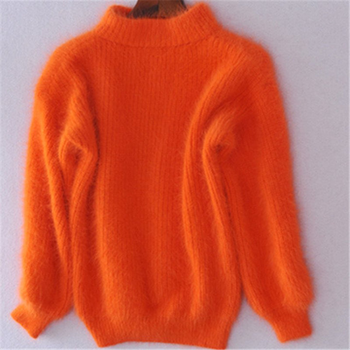 Jersey de mujer de cuello alto y mangas abullonadas