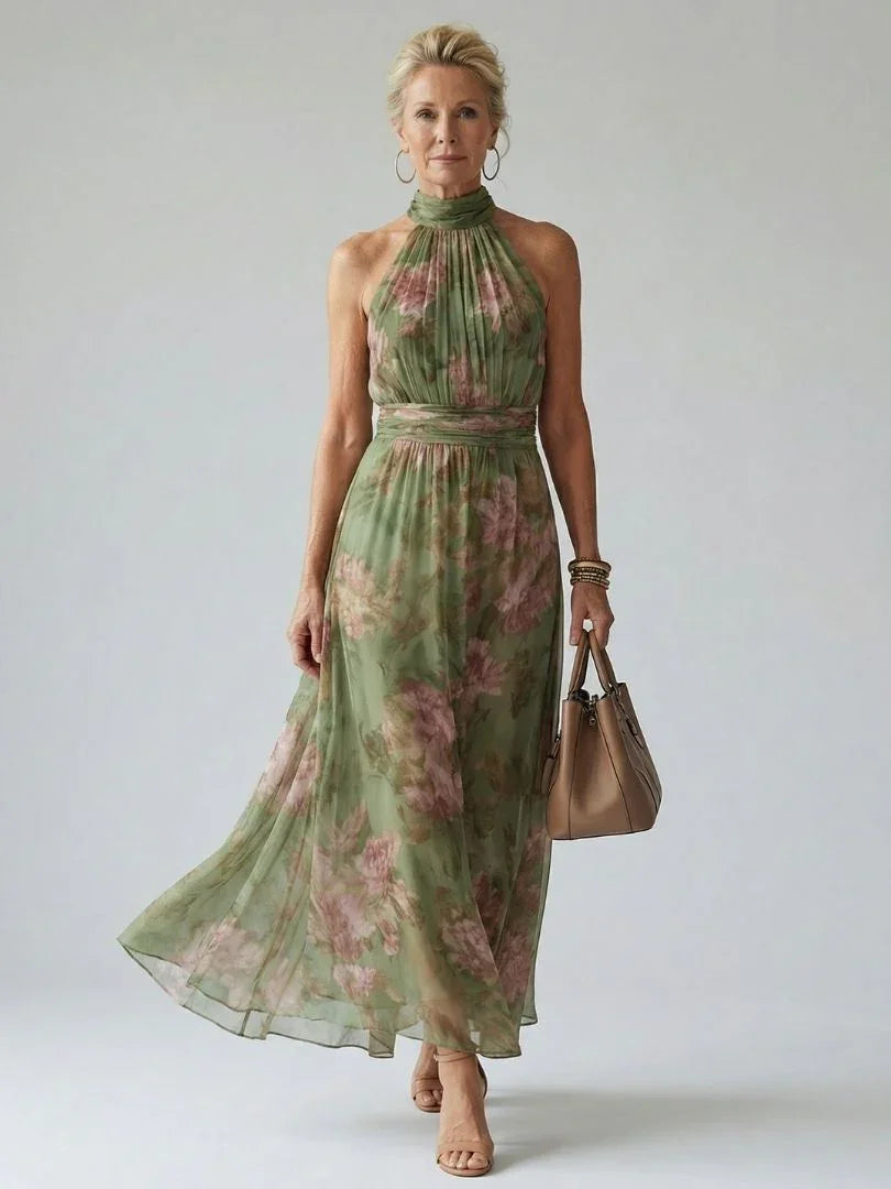 Robe Midi Fluide Femme Motif Floral