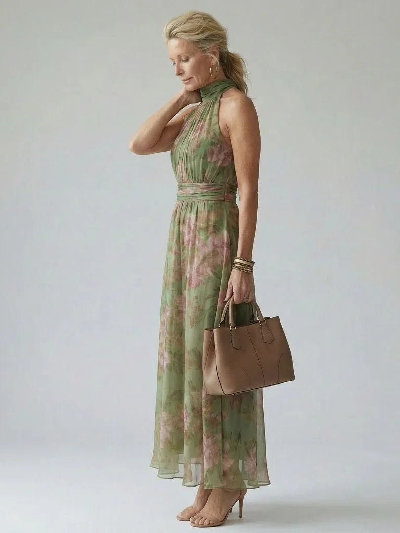 Robe Midi Fluide Femme Motif Floral