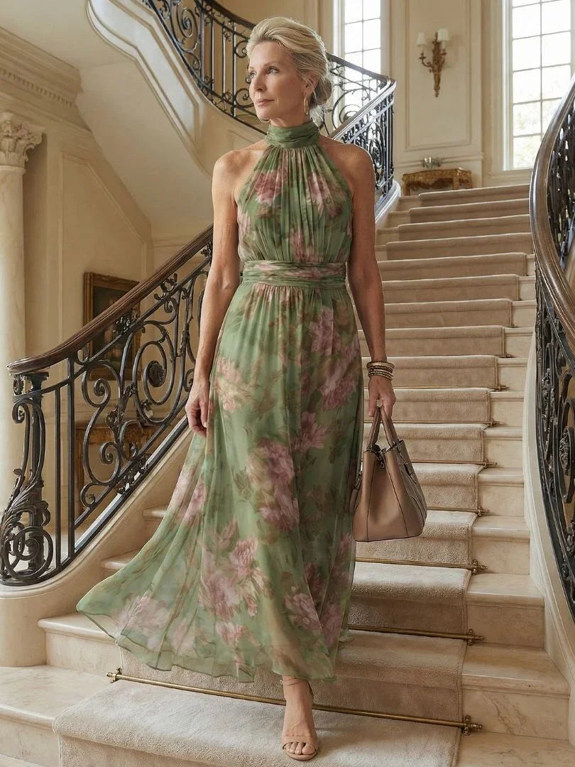 Robe Midi Fluide Femme Motif Floral
