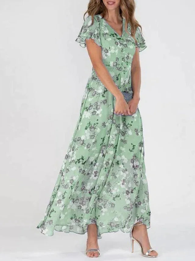 Robe Maxi Mousseline Fleurie pour Femme