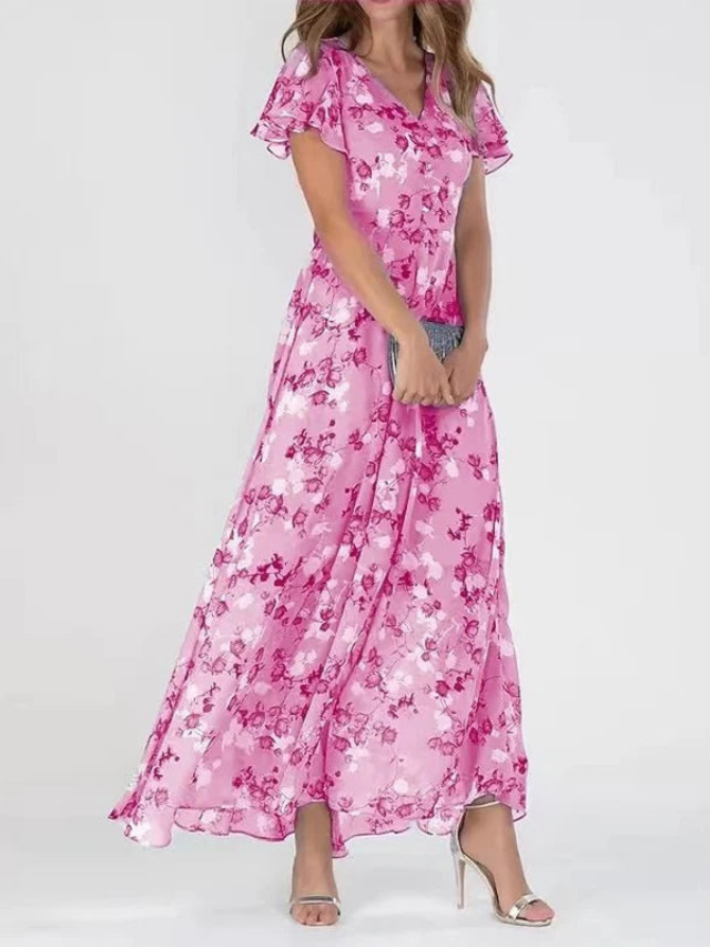 Robe Maxi Mousseline Fleurie pour Femme