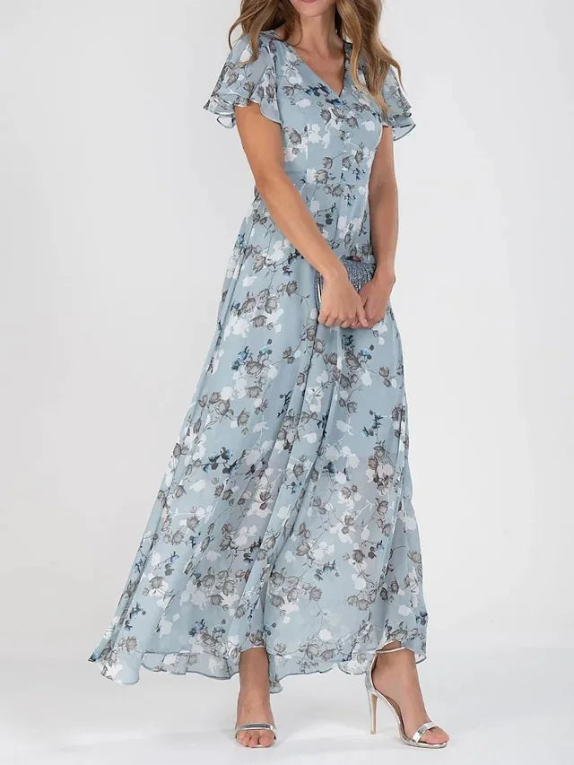 Robe Maxi Mousseline Fleurie pour Femme