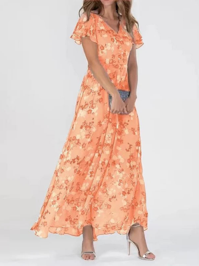 Robe Maxi Mousseline Fleurie pour Femme