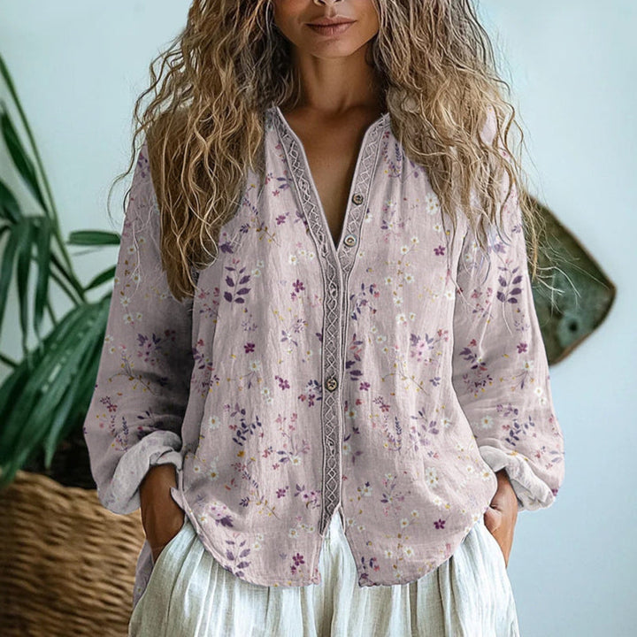 Dámská boho květovaná halenka ve vintage elegantním stylu