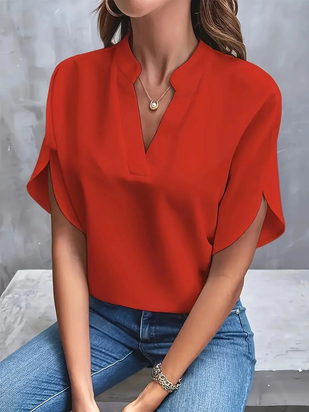 Elegantní dámský košile s výstřihem do V, stylový a ležérní top