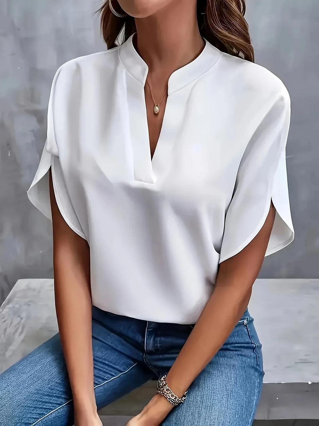 Elegantní dámský košile s výstřihem do V, stylový a ležérní top