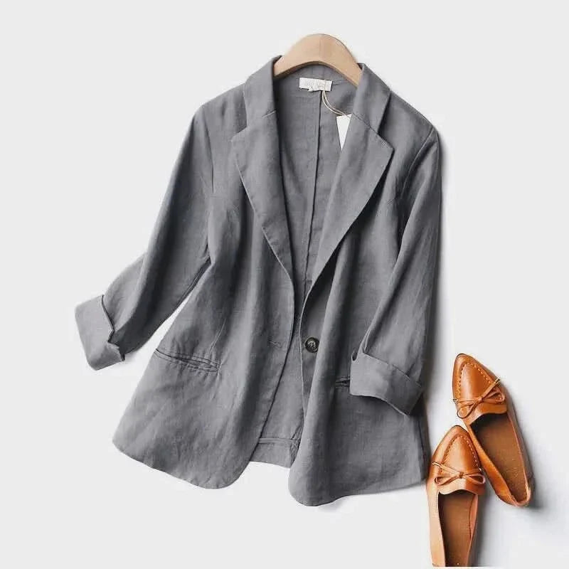 Blazer Femme à Bouton Unique et Poches
