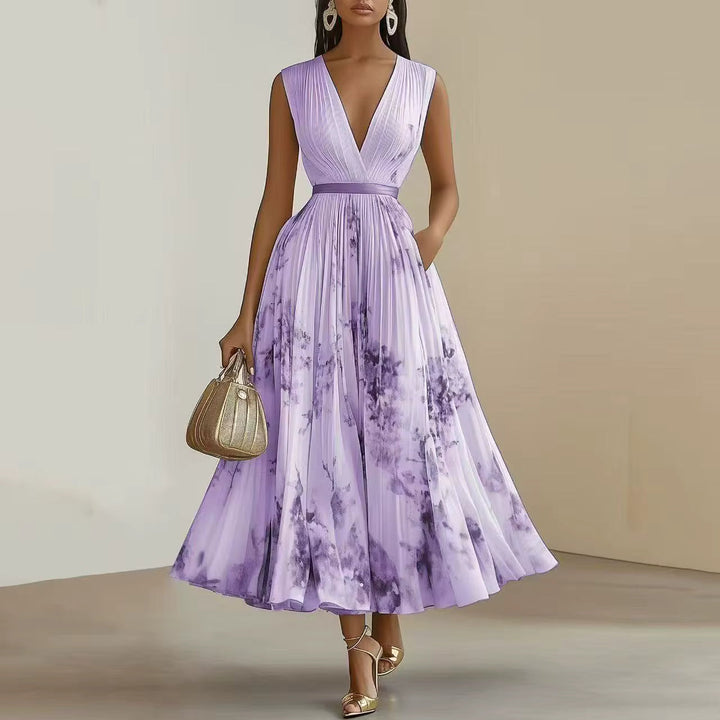 Robe Midi Fleurie à Col V pour Femme Romantique