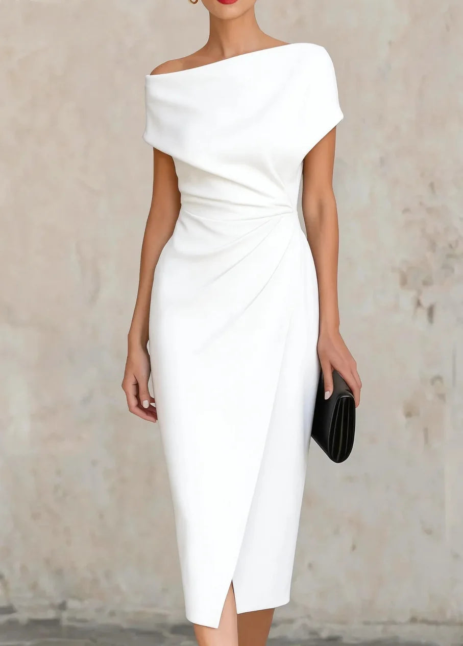 Robe Midi Plissée Fendue Femme Soirée