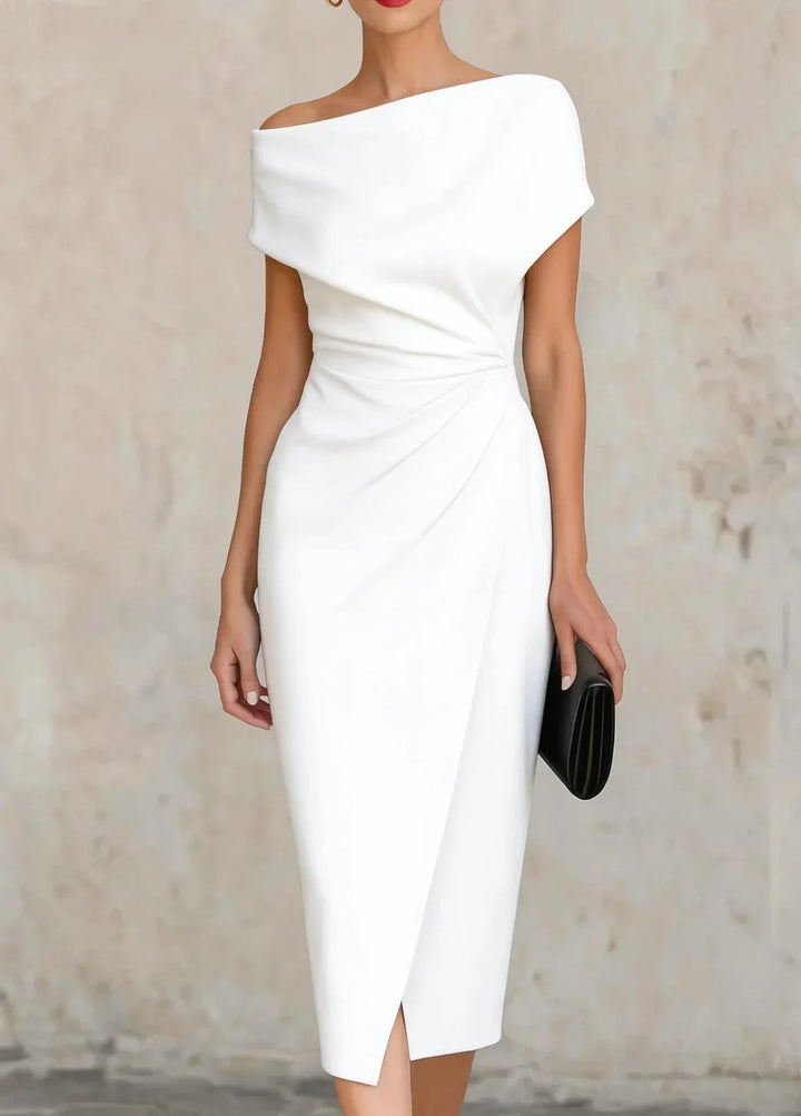 Robe Midi Plissée Fendue Femme Soirée
