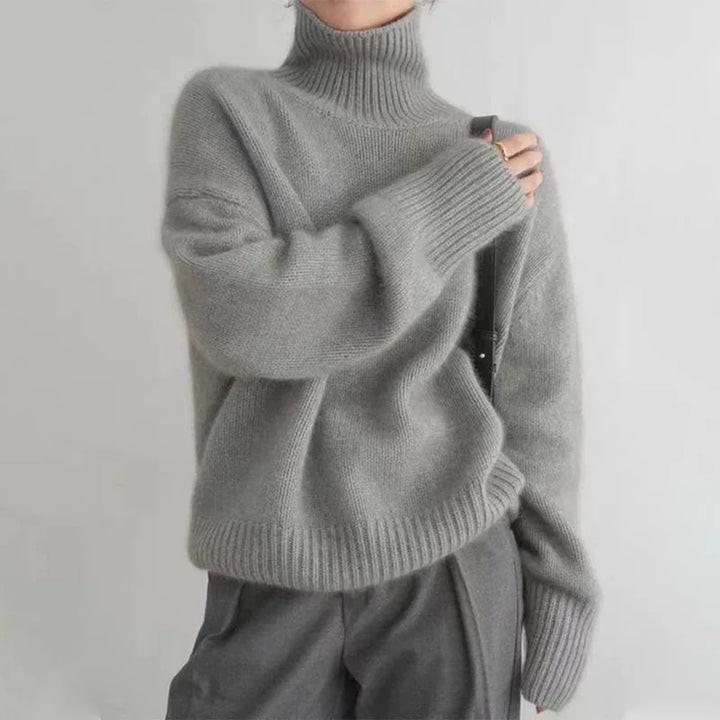 Pull femme à col roulé en maille douce et chaude