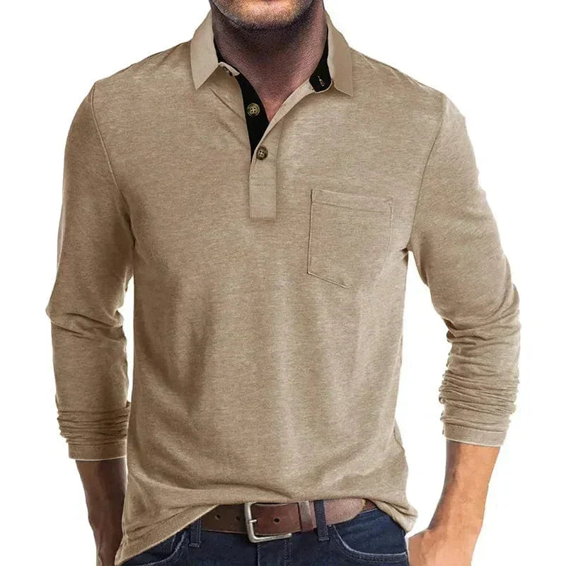 Pánský ležérní svetr s knoflíkovým límcem