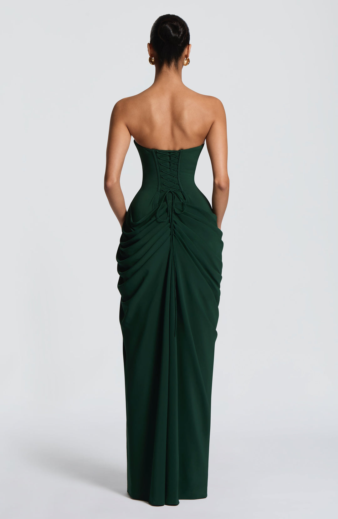 Long Draped Strapless Evening Dress for Women