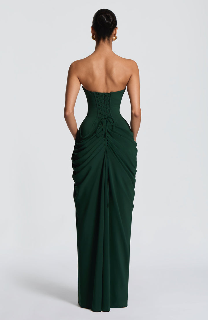 Long Draped Strapless Evening Dress for Women